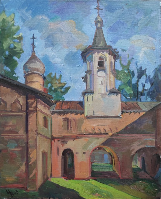 Церквь Благовещения на Торгу. Колокольня. 50х40, х.м. 2023.jpg