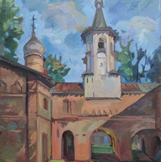 Церквь Благовещения на Торгу. Колокольня. 50х40, х.м. 2023.jpg
